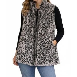 NEW VINE STREET faux fur vest in black and white